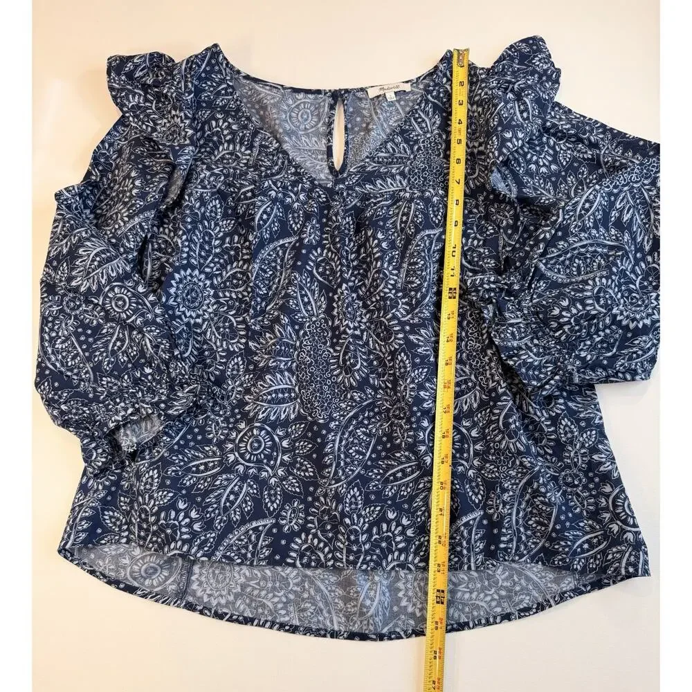 Madewell Boho/Peasant Paisley Flutter Sleeve Blouse – Women’s L